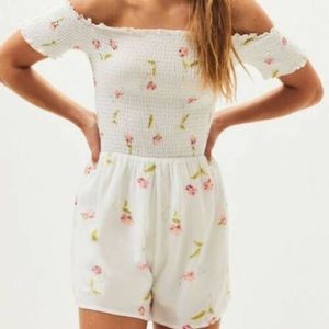 Lottie Moss White Floral Smocked Romper